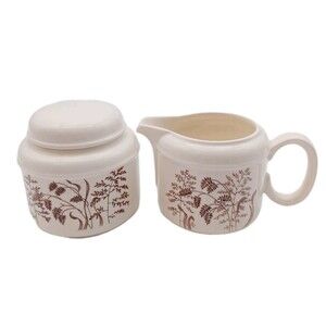 Windswept J & G Meakin Sugar Bowl And Creamer Farmhouse Natural